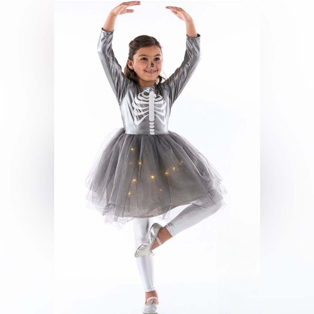 Pottery Barn Kids Light-Up Skeleton Tutu Costume - Metallic Silver